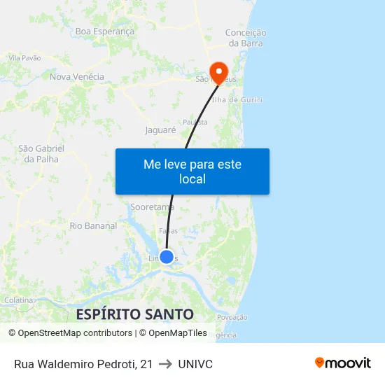 Rua Waldemiro Pedroti, 21 to UNIVC map