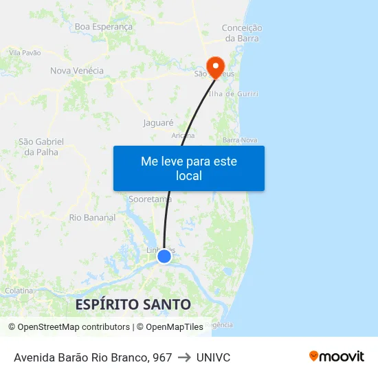 Avenida Barão Rio Branco, 967 to UNIVC map