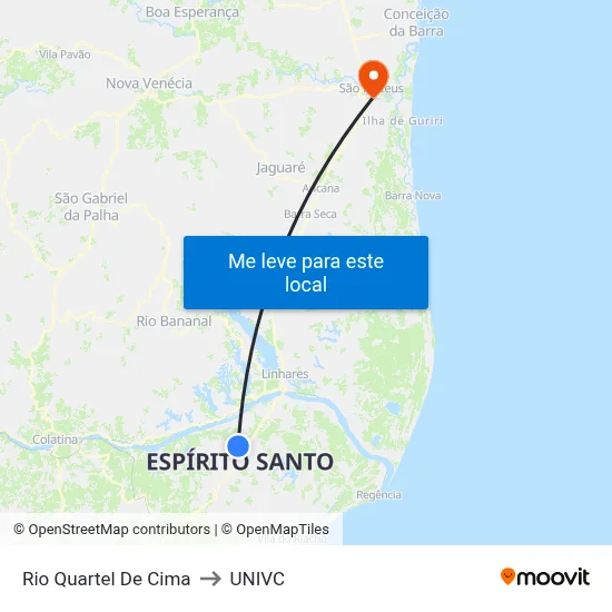 Rio Quartel De Cima to UNIVC map