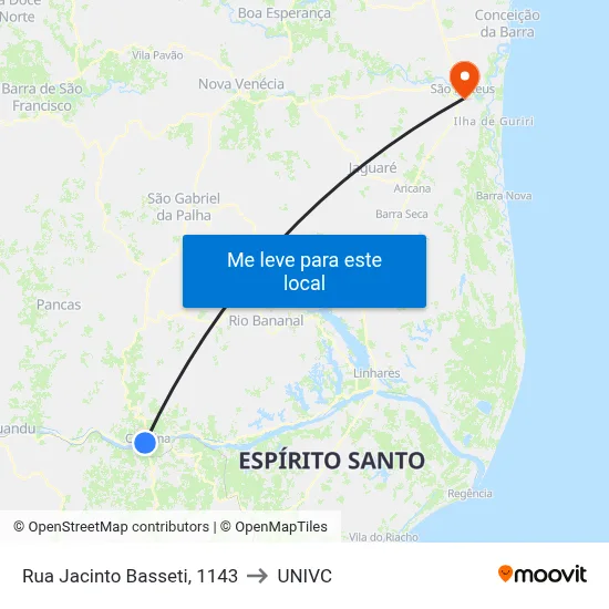 Rua Jacinto Basseti, 1143 to UNIVC map