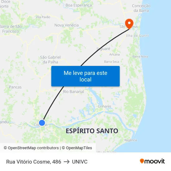 Rua Vitório Cosme, 486 to UNIVC map