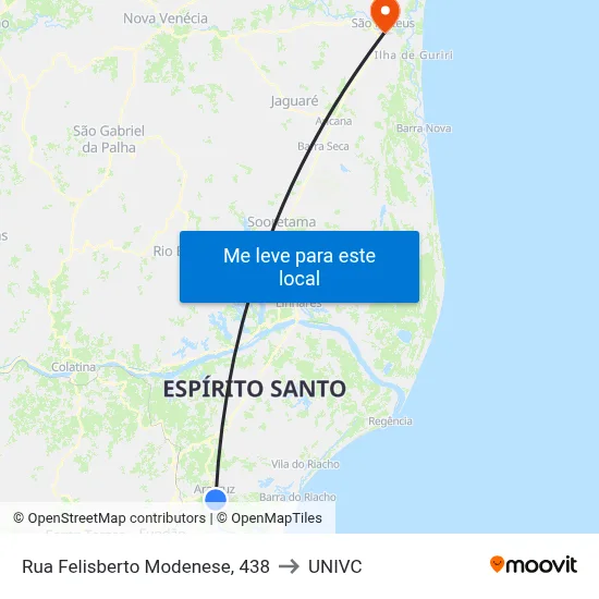 Rua Felisberto Modenese, 438 to UNIVC map