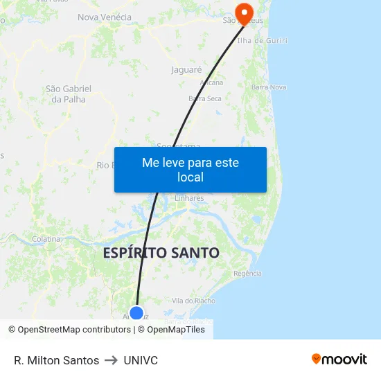 R. Milton Santos to UNIVC map