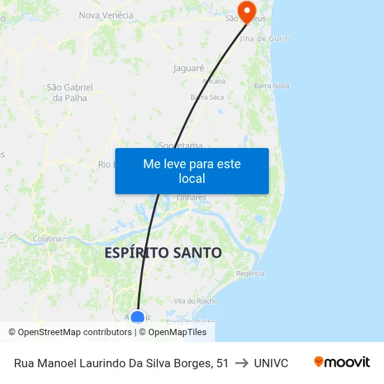 Rua Manoel Laurindo Da Silva Borges, 51 to UNIVC map