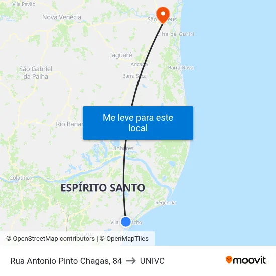 Rua Antonio Pinto Chagas, 84 to UNIVC map