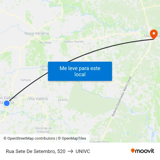 Rua Sete De Setembro, 520 to UNIVC map