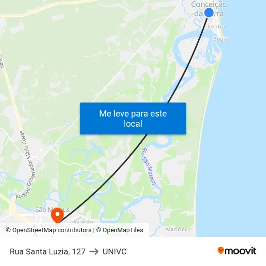 Rua Santa Luzia, 127 to UNIVC map