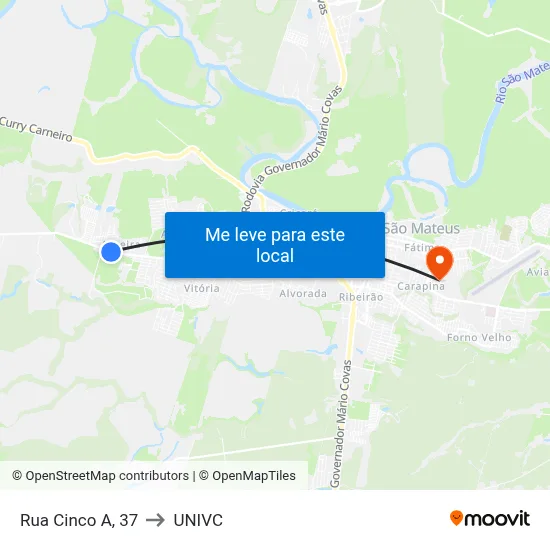 Rua Cinco A, 37 to UNIVC map