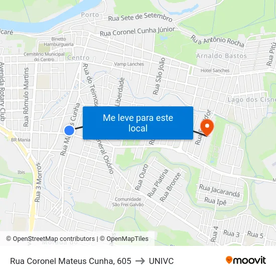 Rua Coronel Mateus Cunha, 605 to UNIVC map