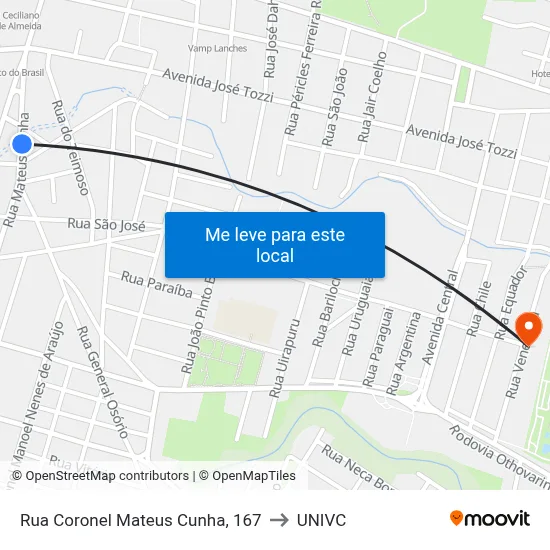 Rua Coronel Mateus Cunha, 167 to UNIVC map