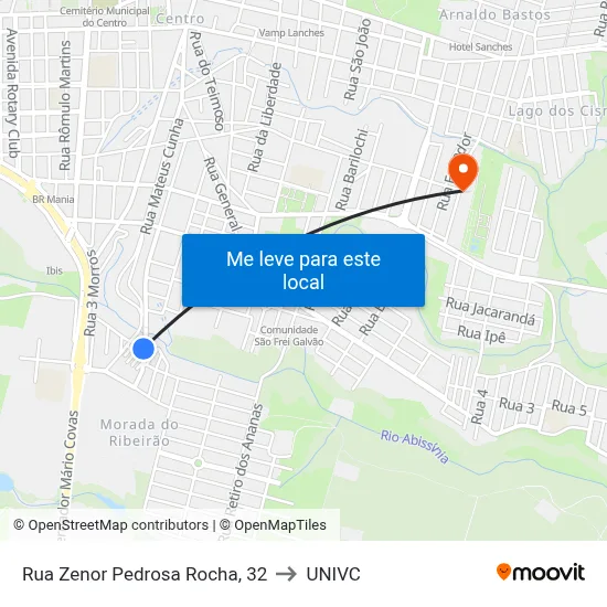 Rua Zenor Pedrosa Rocha, 32 to UNIVC map