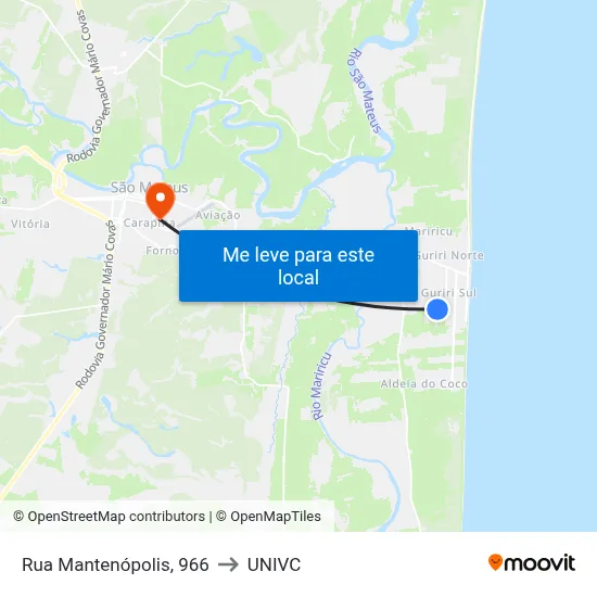 Rua Mantenópolis, 966 to UNIVC map