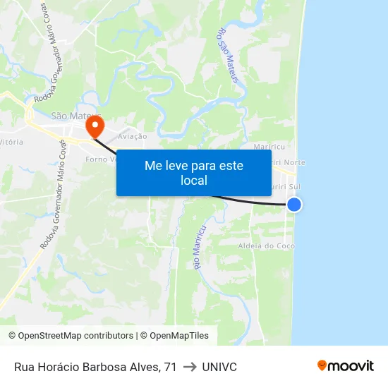 Rua Horácio Barbosa Alves, 71 to UNIVC map