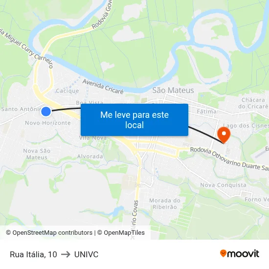 Rua Itália, 10 to UNIVC map