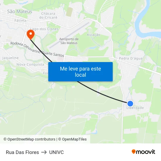 Rua Das Flores to UNIVC map
