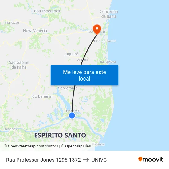 Rua Professor Jones 1296-1372 to UNIVC map