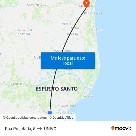 Rua Projetada, 5 to UNIVC map