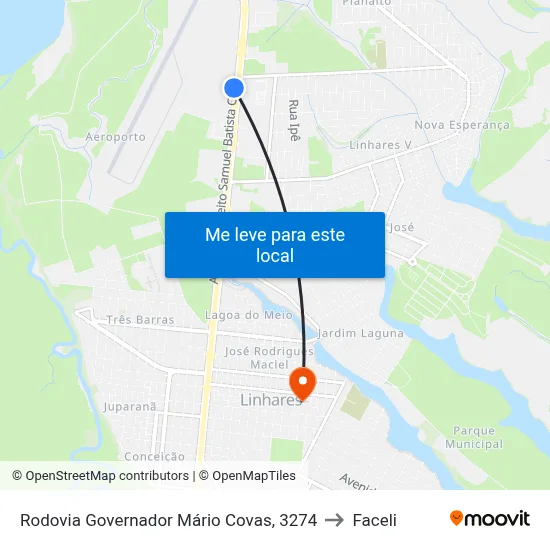 Rodovia Governador Mário Covas, 3274 to Faceli map