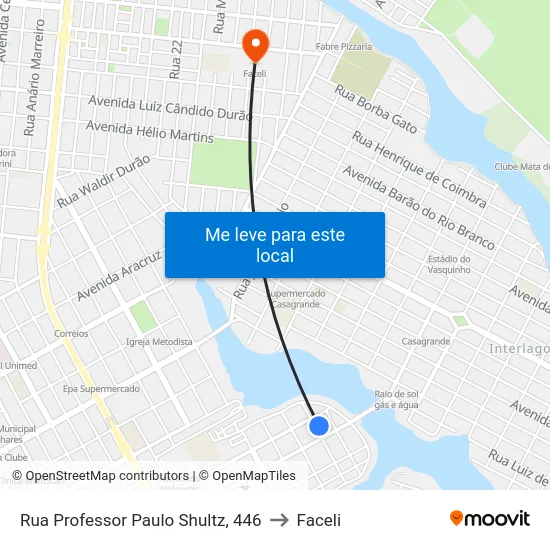 Rua Professor Paulo Shultz, 446 to Faceli map