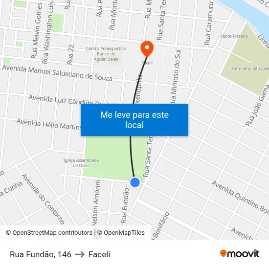 Rua Fundão, 146 to Faceli map