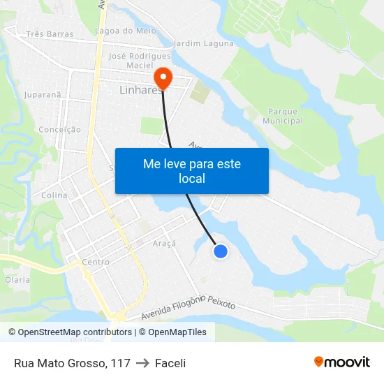Rua Mato Grosso, 117 to Faceli map