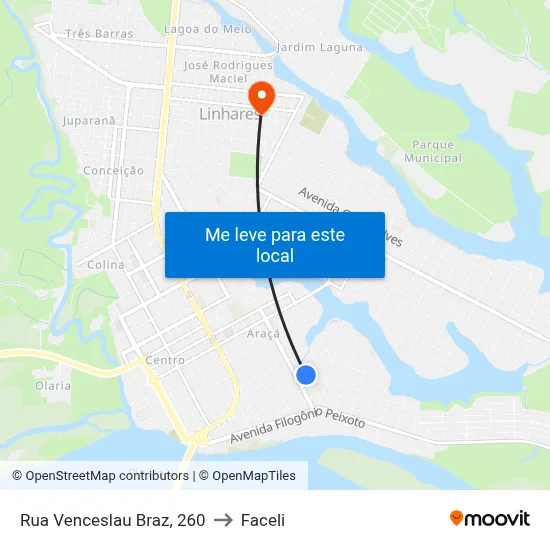 Rua Venceslau Braz, 260 to Faceli map
