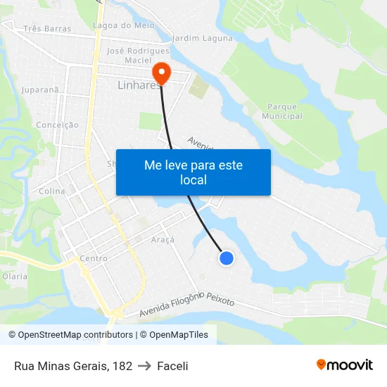 Rua Minas Gerais, 182 to Faceli map