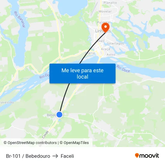 Br-101 / Bebedouro to Faceli map