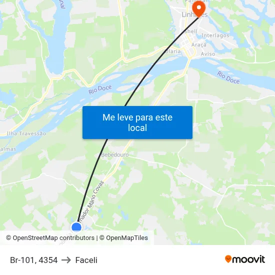 Br-101, 4354 to Faceli map