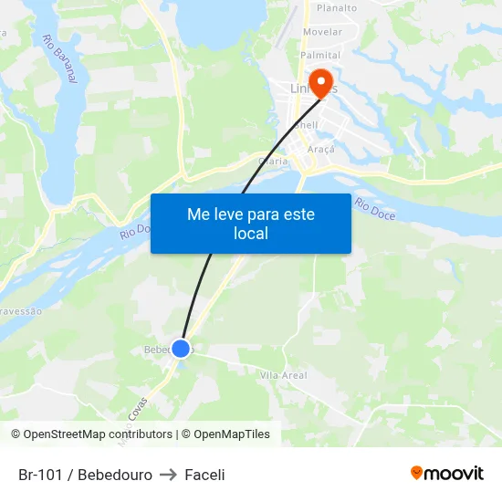 Br-101 / Bebedouro to Faceli map