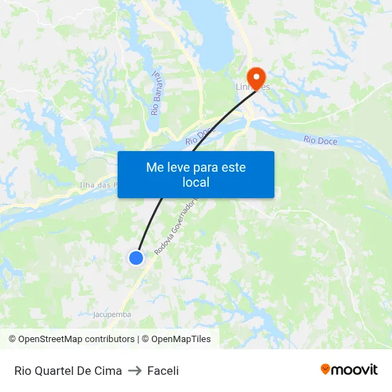 Rio Quartel De Cima to Faceli map