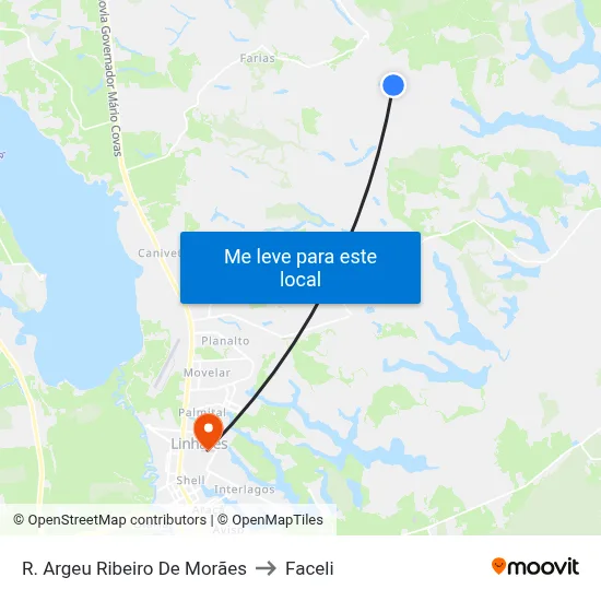 R. Argeu Ribeiro De Morães to Faceli map