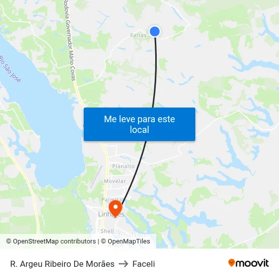 R. Argeu Ribeiro De Morães to Faceli map