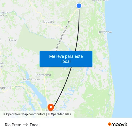 Rio Preto to Faceli map
