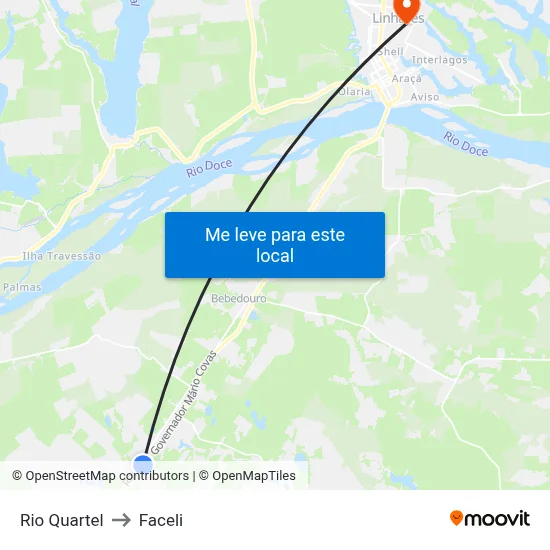 Rio Quartel to Faceli map