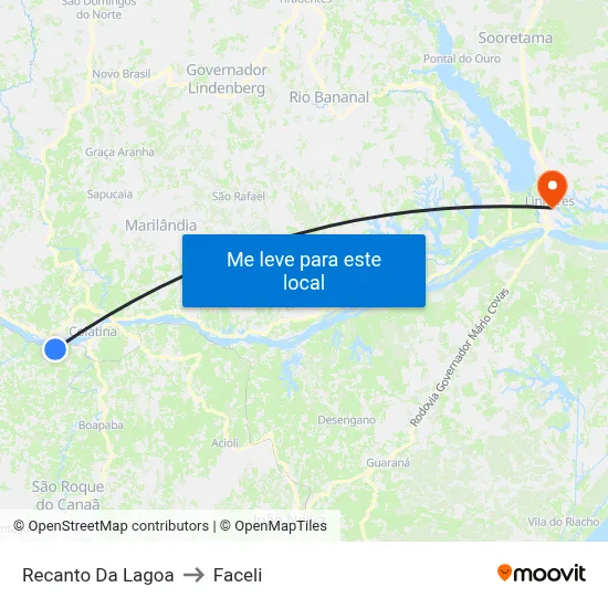 Recanto Da Lagoa to Faceli map