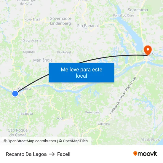 Recanto Da Lagoa to Faceli map