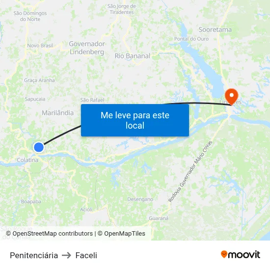 Penitenciária to Faceli map