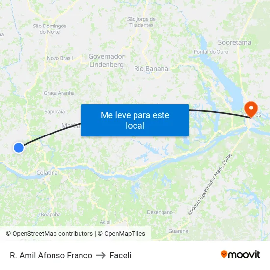 R. Amil Afonso Franco to Faceli map