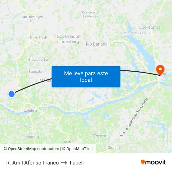 R. Amil Afonso Franco to Faceli map