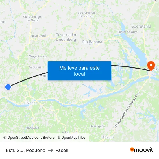 Estr. S.J. Pequeno to Faceli map