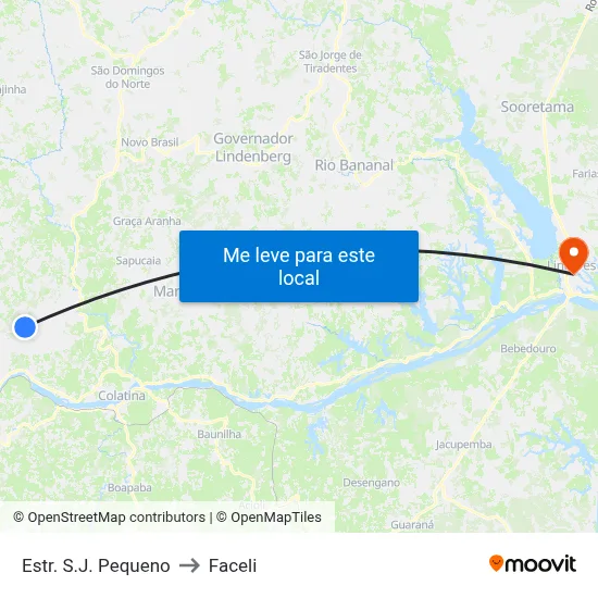 Estr. S.J. Pequeno to Faceli map