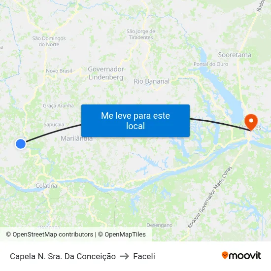 Capela N. Sra. Da Conceição to Faceli map