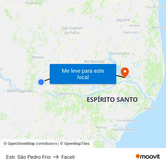 Estr. São Pedro Frio to Faceli map