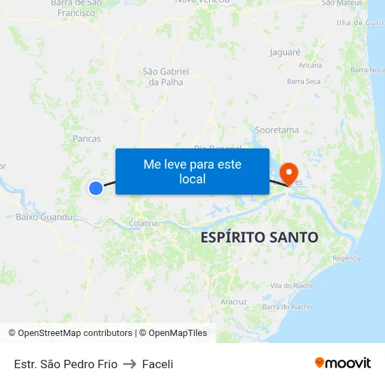Estr. São Pedro Frio to Faceli map