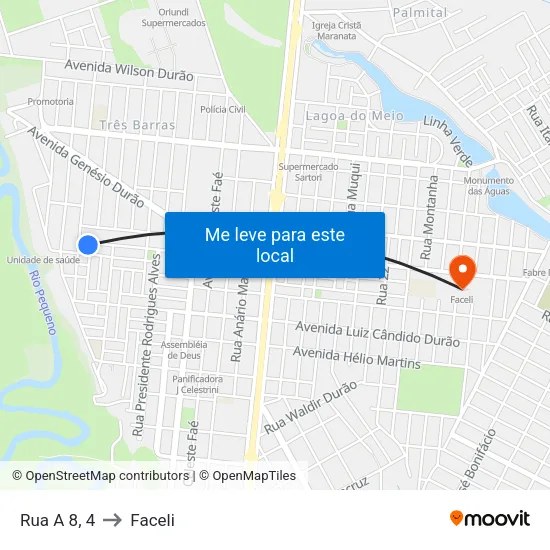 Rua A 8, 4 to Faceli map