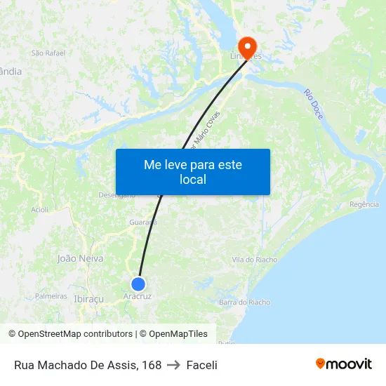 Rua Machado De Assis, 168 to Faceli map