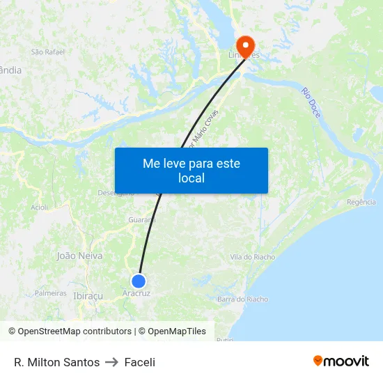 R. Milton Santos to Faceli map