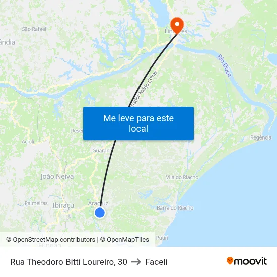 Rua Theodoro Bitti Loureiro, 30 to Faceli map