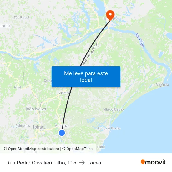 Rua Pedro Cavalieri Filho, 115 to Faceli map